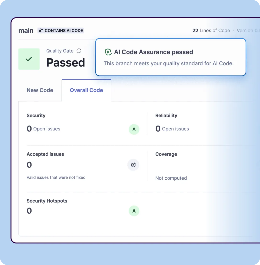 SonarQube Quality Gate - AI Code Assurance